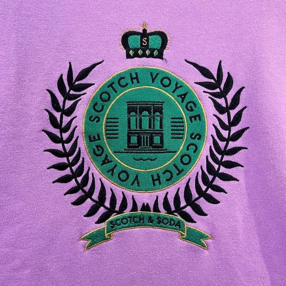 Scotch and Soda Amsterdam Couture Purple Crewneck Logo Embroidered Sweatshirt L - Picture 4 of 10